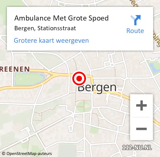 Locatie op kaart van de 112 melding: Ambulance Met Grote Spoed Naar Bergen, Stationsstraat op 12 november 2023 03:29