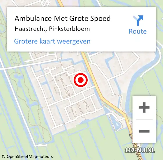 Locatie op kaart van de 112 melding: Ambulance Met Grote Spoed Naar Haastrecht, Pinksterbloem op 12 november 2023 03:43