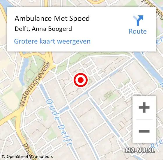 Locatie op kaart van de 112 melding: Ambulance Met Spoed Naar Delft, Anna Boogerd op 12 november 2023 04:19