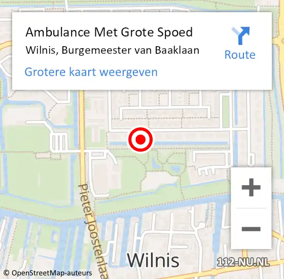 Locatie op kaart van de 112 melding: Ambulance Met Grote Spoed Naar Wilnis, Burgemeester van Baaklaan op 12 november 2023 04:23