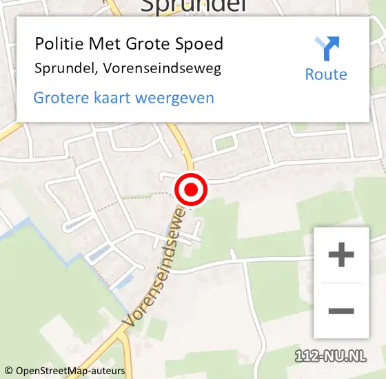 Locatie op kaart van de 112 melding: Politie Met Grote Spoed Naar Sprundel, Vorenseindseweg op 12 november 2023 05:42