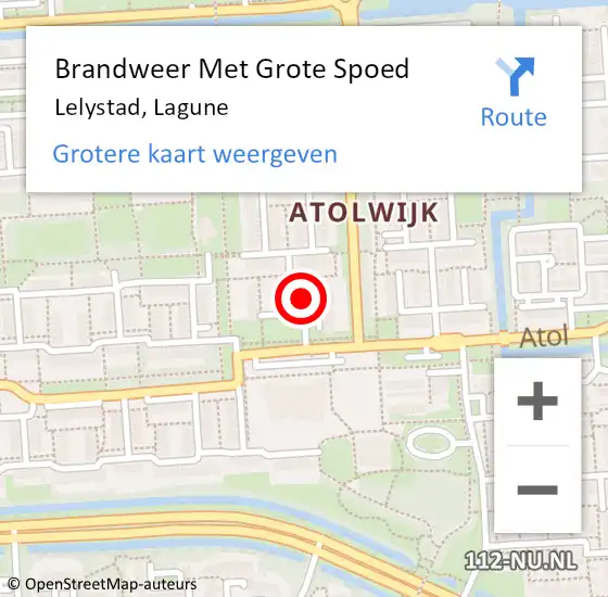 Locatie op kaart van de 112 melding: Brandweer Met Grote Spoed Naar Lelystad, Lagune op 12 november 2023 06:36