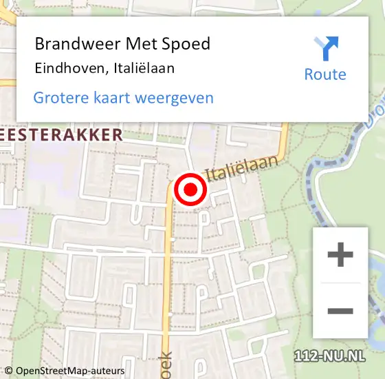 Locatie op kaart van de 112 melding: Brandweer Met Spoed Naar Eindhoven, Italiëlaan op 12 november 2023 06:56