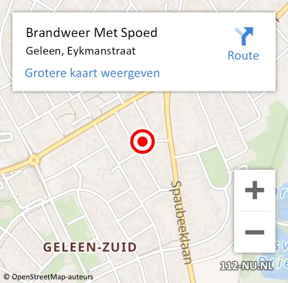 Locatie op kaart van de 112 melding: Brandweer Met Spoed Naar Geleen, Eykmanstraat op 12 november 2023 07:20