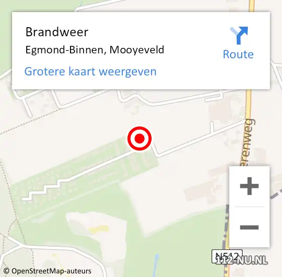 Locatie op kaart van de 112 melding: Brandweer Egmond-Binnen, Mooyeveld op 12 november 2023 07:45