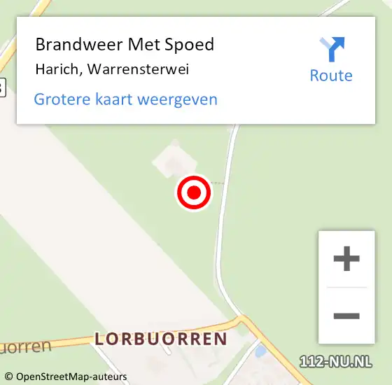 Locatie op kaart van de 112 melding: Brandweer Met Spoed Naar Harich, Warrensterwei op 12 november 2023 08:01