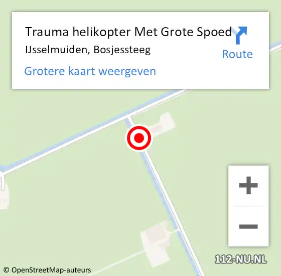 Locatie op kaart van de 112 melding: Trauma helikopter Met Grote Spoed Naar IJsselmuiden, Bosjessteeg op 12 november 2023 08:04