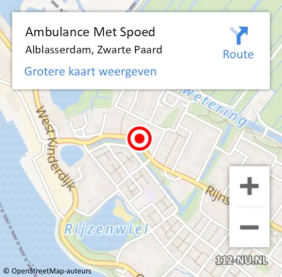 Locatie op kaart van de 112 melding: Ambulance Met Spoed Naar Alblasserdam, Zwarte Paard op 12 november 2023 08:22