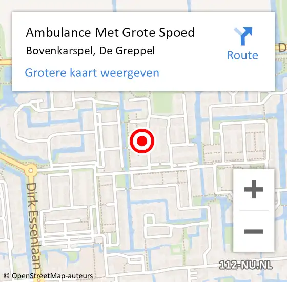 Locatie op kaart van de 112 melding: Ambulance Met Grote Spoed Naar Bovenkarspel, De Greppel op 12 november 2023 08:32