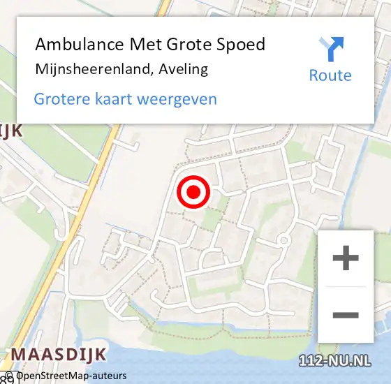 Locatie op kaart van de 112 melding: Ambulance Met Grote Spoed Naar Mijnsheerenland, Aveling op 12 november 2023 08:35