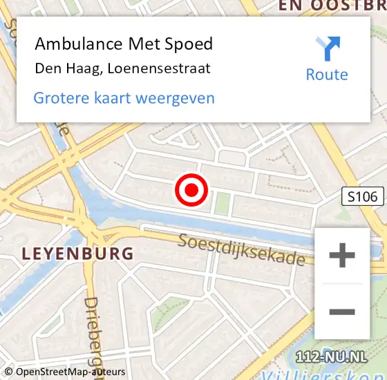 Locatie op kaart van de 112 melding: Ambulance Met Spoed Naar Den Haag, Loenensestraat op 12 november 2023 08:49