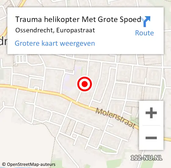 Locatie op kaart van de 112 melding: Trauma helikopter Met Grote Spoed Naar Ossendrecht, Europastraat op 12 november 2023 08:51