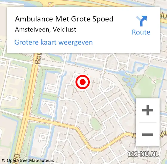 Locatie op kaart van de 112 melding: Ambulance Met Grote Spoed Naar Amstelveen, Veldlust op 12 november 2023 08:52