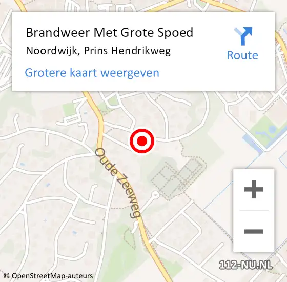 Locatie op kaart van de 112 melding: Brandweer Met Grote Spoed Naar Noordwijk, Prins Hendrikweg op 12 november 2023 08:57