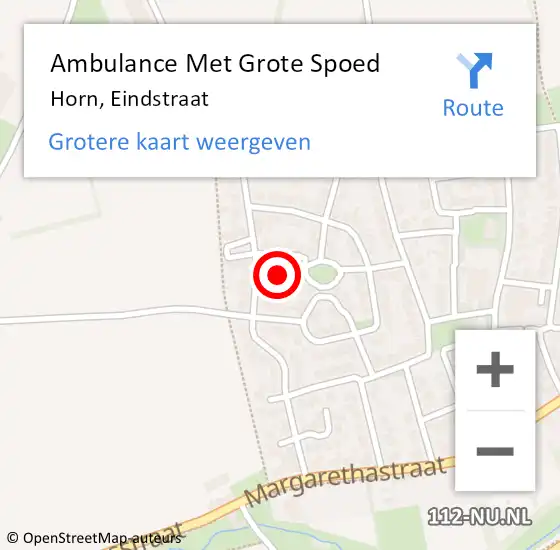 Locatie op kaart van de 112 melding: Ambulance Met Grote Spoed Naar Horn, Eindstraat op 12 november 2023 09:08