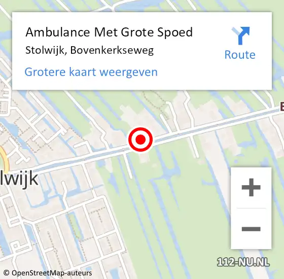 Locatie op kaart van de 112 melding: Ambulance Met Grote Spoed Naar Stolwijk, Bovenkerkseweg op 12 november 2023 09:12