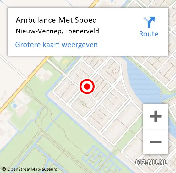 Locatie op kaart van de 112 melding: Ambulance Met Spoed Naar Nieuw-Vennep, Loenerveld op 12 november 2023 09:33