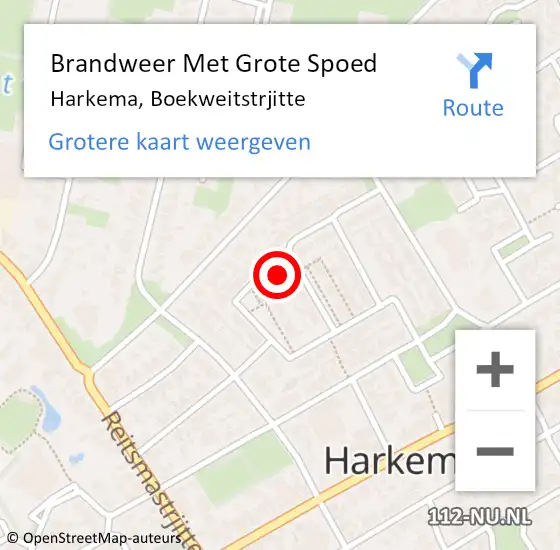 Locatie op kaart van de 112 melding: Brandweer Met Grote Spoed Naar Harkema, Boekweitstrjitte op 12 november 2023 09:35