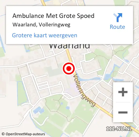 Locatie op kaart van de 112 melding: Ambulance Met Grote Spoed Naar Waarland, Volleringweg op 12 november 2023 09:46