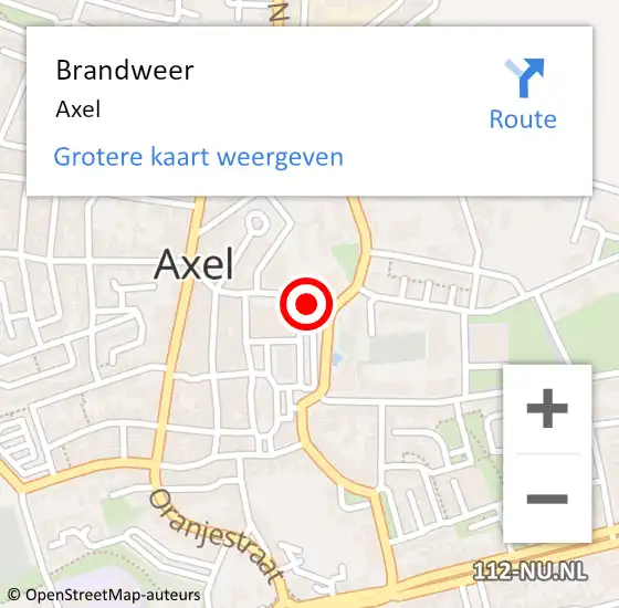 Locatie op kaart van de 112 melding: Brandweer Axel op 12 november 2023 10:00