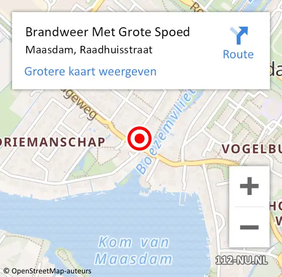 Locatie op kaart van de 112 melding: Brandweer Met Grote Spoed Naar Maasdam, Raadhuisstraat op 12 november 2023 10:00