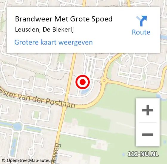 Locatie op kaart van de 112 melding: Brandweer Met Grote Spoed Naar Leusden, De Blekerij op 12 november 2023 10:27