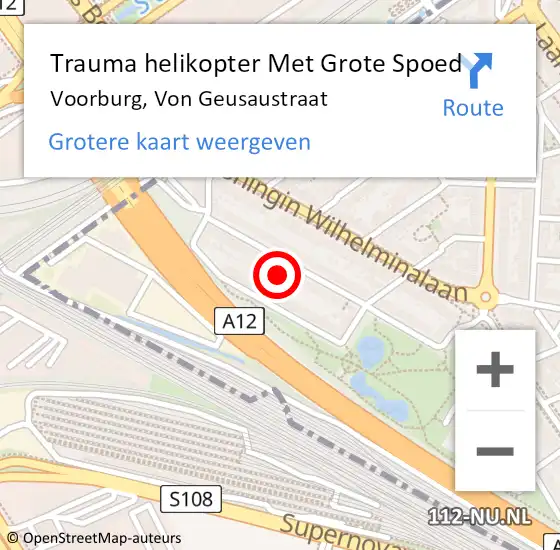 Locatie op kaart van de 112 melding: Trauma helikopter Met Grote Spoed Naar Voorburg, Von Geusaustraat op 12 november 2023 10:47