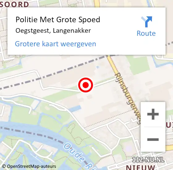 Locatie op kaart van de 112 melding: Politie Met Grote Spoed Naar Oegstgeest, Langenakker op 12 november 2023 11:02