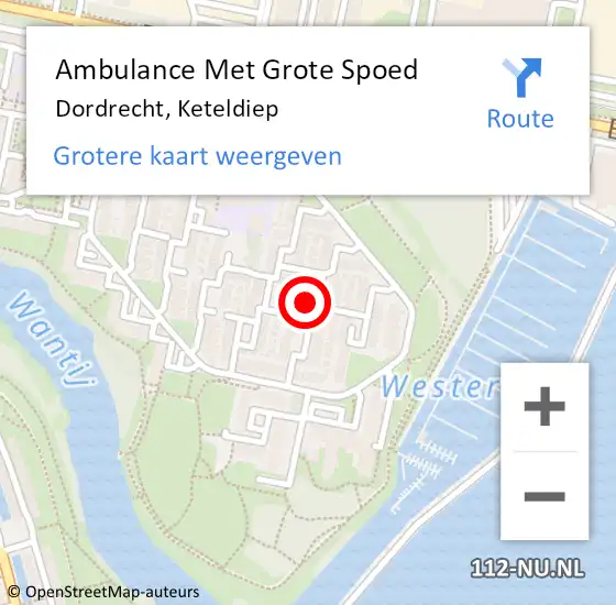 Locatie op kaart van de 112 melding: Ambulance Met Grote Spoed Naar Dordrecht, Keteldiep op 12 november 2023 11:08