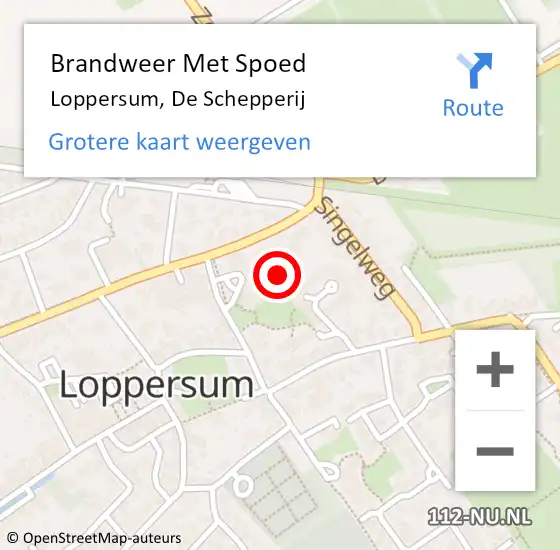 Locatie op kaart van de 112 melding: Brandweer Met Spoed Naar Loppersum, De Schepperij op 12 november 2023 11:35