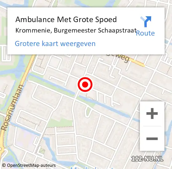 Locatie op kaart van de 112 melding: Ambulance Met Grote Spoed Naar Krommenie, Burgemeester Schaapstraat op 12 november 2023 12:05