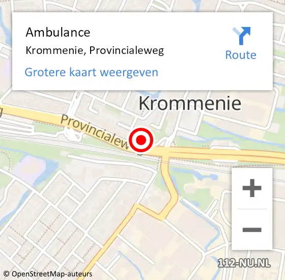 Locatie op kaart van de 112 melding: Ambulance Krommenie, Provincialeweg op 12 november 2023 12:13