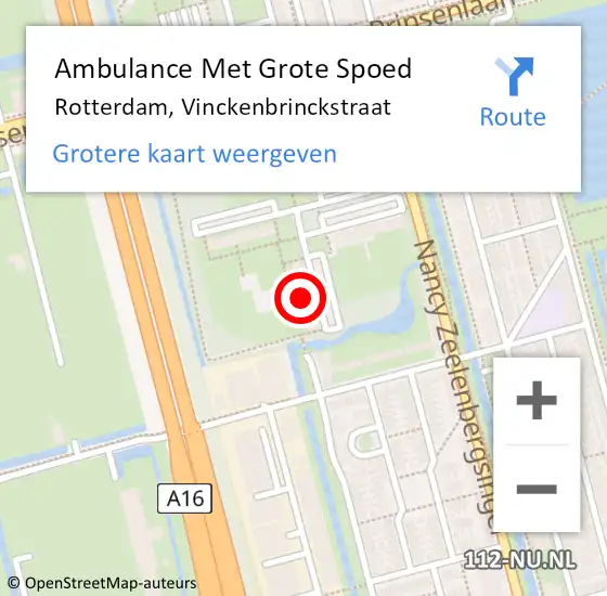 Locatie op kaart van de 112 melding: Ambulance Met Grote Spoed Naar Rotterdam, Vinckenbrinckstraat op 12 november 2023 12:18