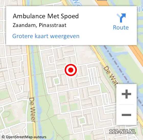 Locatie op kaart van de 112 melding: Ambulance Met Spoed Naar Zaandam, Pinasstraat op 12 november 2023 12:24