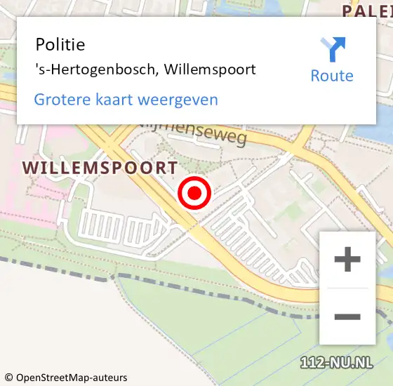 Locatie op kaart van de 112 melding: Politie 's-Hertogenbosch, Willemspoort op 12 november 2023 12:25