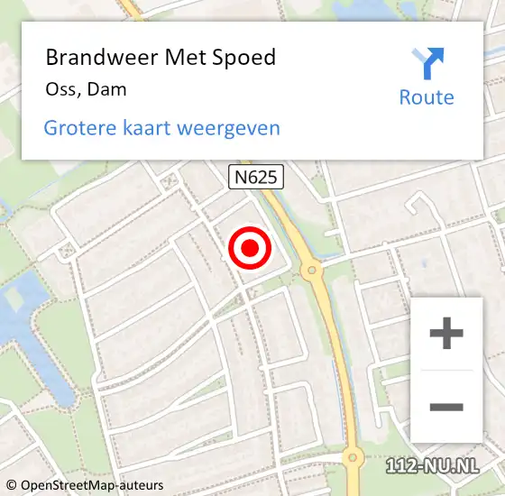 Locatie op kaart van de 112 melding: Brandweer Met Spoed Naar Oss, Dam op 12 november 2023 12:49