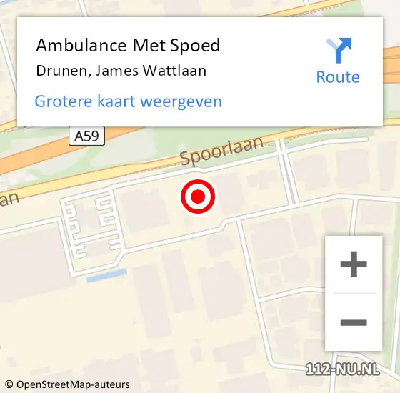 Locatie op kaart van de 112 melding: Ambulance Met Spoed Naar Drunen, James Wattlaan op 15 september 2014 07:45