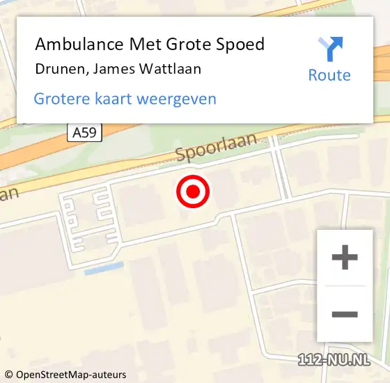 Locatie op kaart van de 112 melding: Ambulance Met Grote Spoed Naar Drunen, James Wattlaan op 15 september 2014 07:47