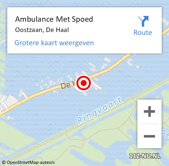 Locatie op kaart van de 112 melding: Ambulance Met Spoed Naar Oostzaan, De Haal op 12 november 2023 13:08