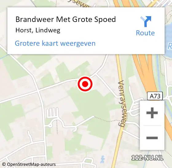 Locatie op kaart van de 112 melding: Brandweer Met Grote Spoed Naar Horst, Lindweg op 12 november 2023 13:16