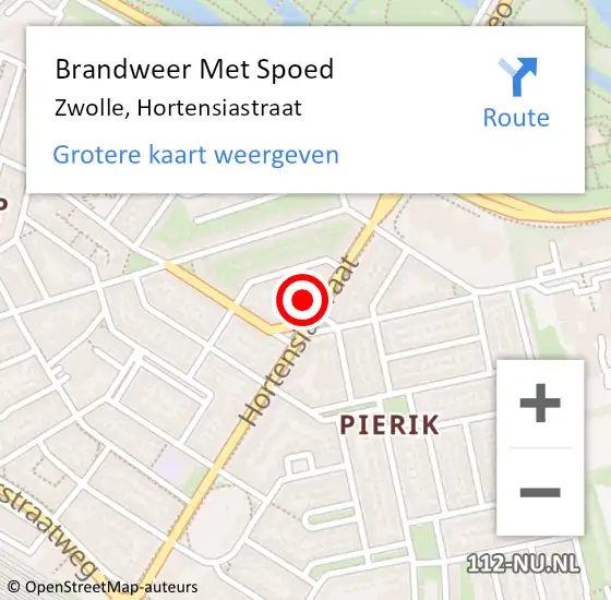 Locatie op kaart van de 112 melding: Brandweer Met Spoed Naar Zwolle, Hortensiastraat op 12 november 2023 13:55