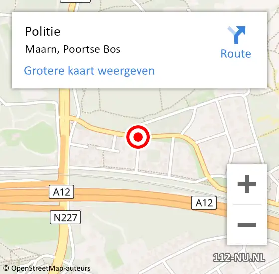 Locatie op kaart van de 112 melding: Politie Maarn, Poortse Bos op 15 september 2014 07:58