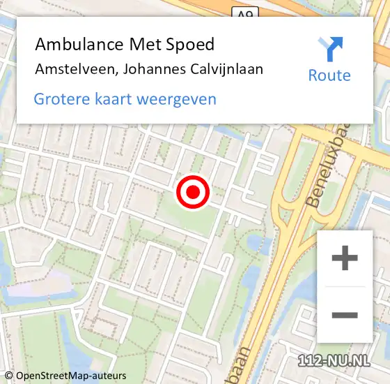 Locatie op kaart van de 112 melding: Ambulance Met Spoed Naar Amstelveen, Johannes Calvijnlaan op 12 november 2023 14:10