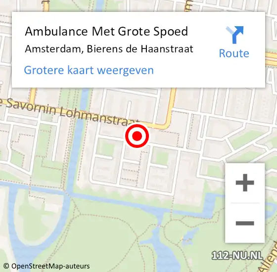 Locatie op kaart van de 112 melding: Ambulance Met Grote Spoed Naar Amsterdam, Bierens de Haanstraat op 12 november 2023 14:23