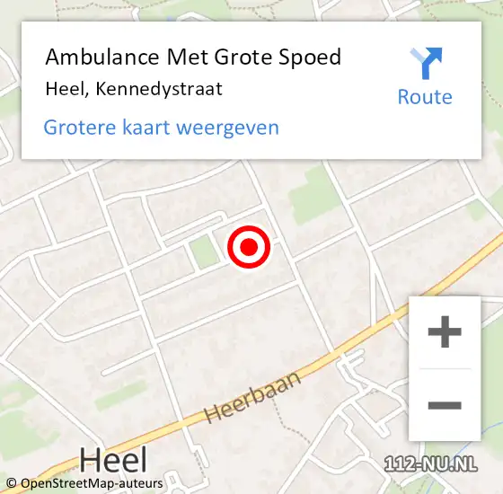 Locatie op kaart van de 112 melding: Ambulance Met Grote Spoed Naar Heel, Kennedystraat op 12 november 2023 14:40