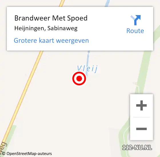 Locatie op kaart van de 112 melding: Brandweer Met Spoed Naar Heijningen, Sabinaweg op 12 november 2023 15:11