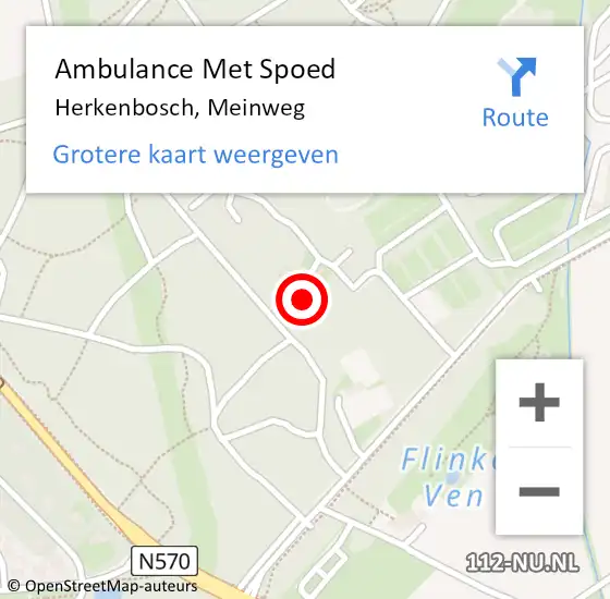 Locatie op kaart van de 112 melding: Ambulance Met Spoed Naar Herkenbosch, Meinweg op 12 november 2023 15:27