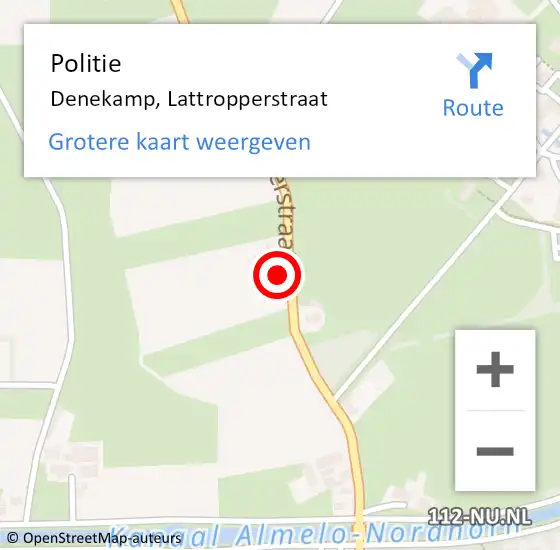 Locatie op kaart van de 112 melding: Politie Denekamp, Lattropperstraat op 12 november 2023 15:34