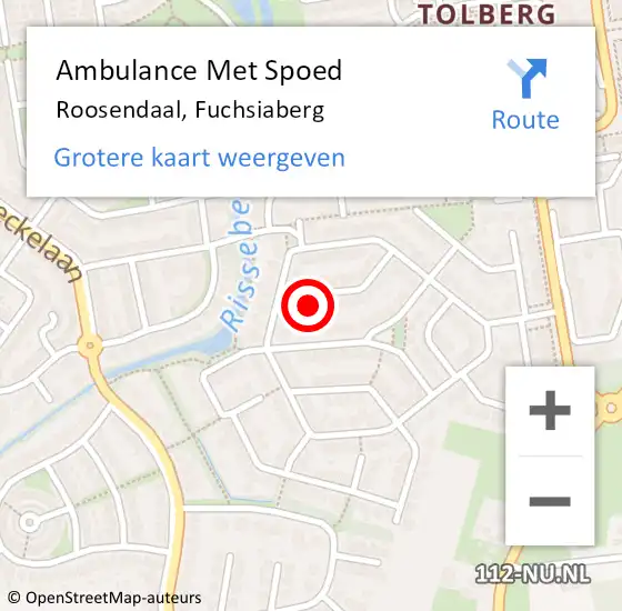 Locatie op kaart van de 112 melding: Ambulance Met Spoed Naar Roosendaal, Fuchsiaberg op 15 september 2014 08:07