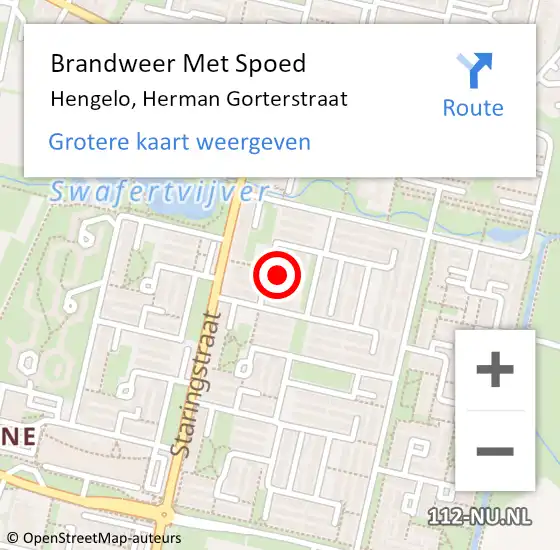 Locatie op kaart van de 112 melding: Brandweer Met Spoed Naar Hengelo, Herman Gorterstraat op 12 november 2023 16:26